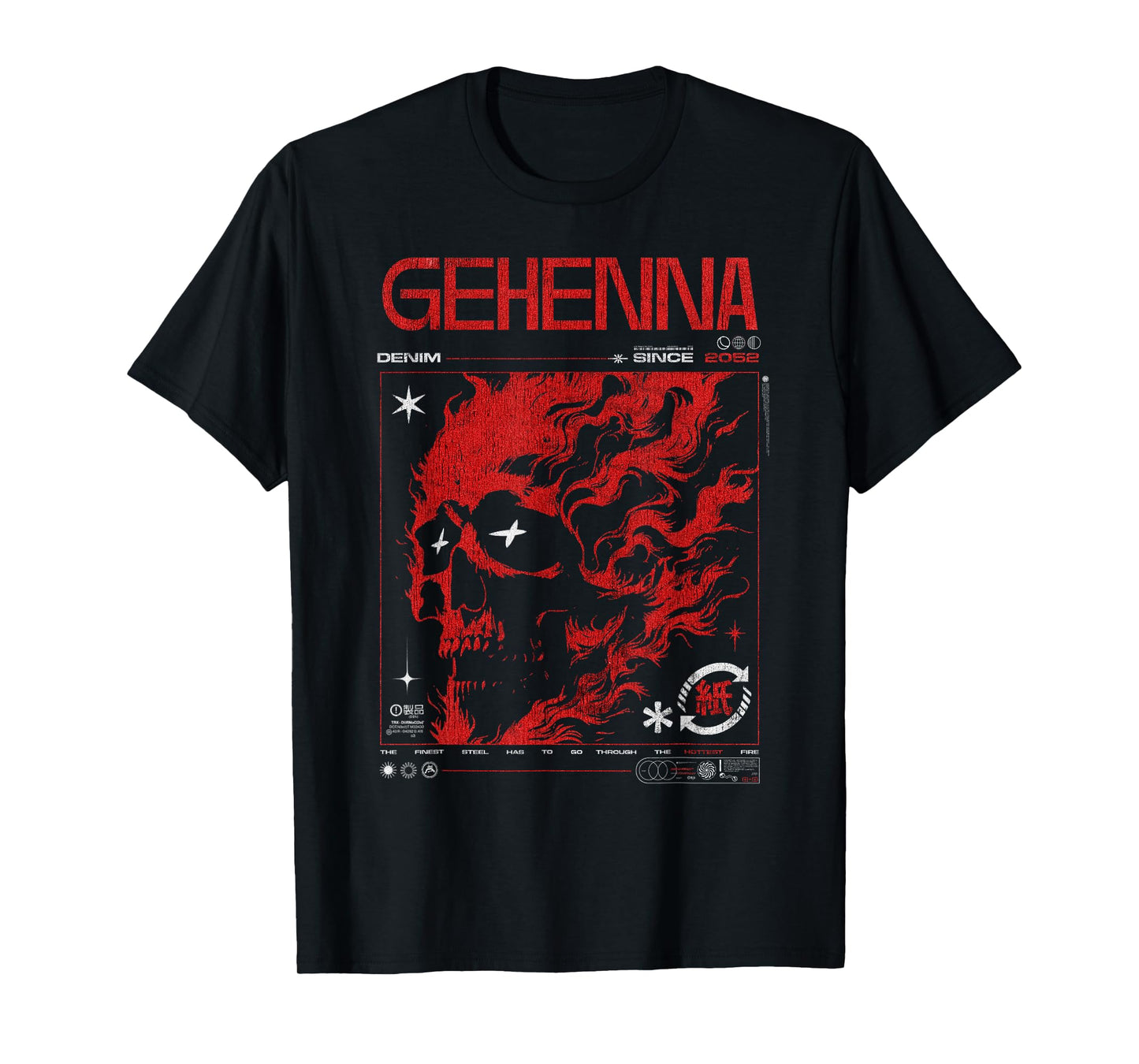 Dark Gothic Black and Red Skull Emo Y2K Grunge Streetwear T-Shirt