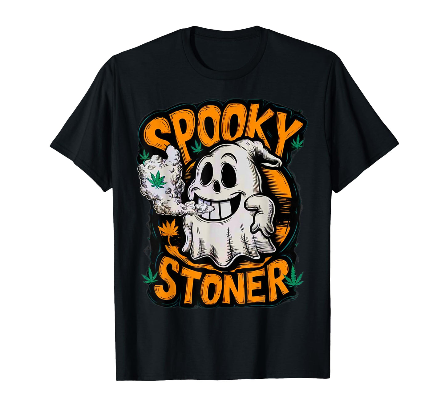 Spooky Stoner Funny Halloween Weed Cannabis Marijuana 420 T-Shirt
