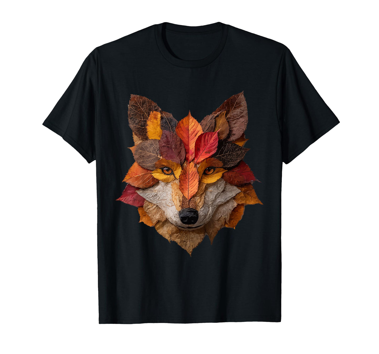 Wolf Autumn Leaves Artistic Animal Art Leaf Fall Aesthetic T-Shirt