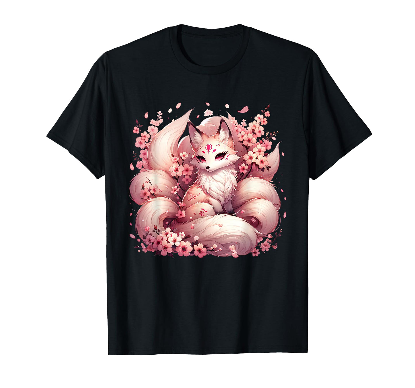 Anime Kawaii Kitsune Fox Japanese Nine Tailed Magical Sakura T-Shirt