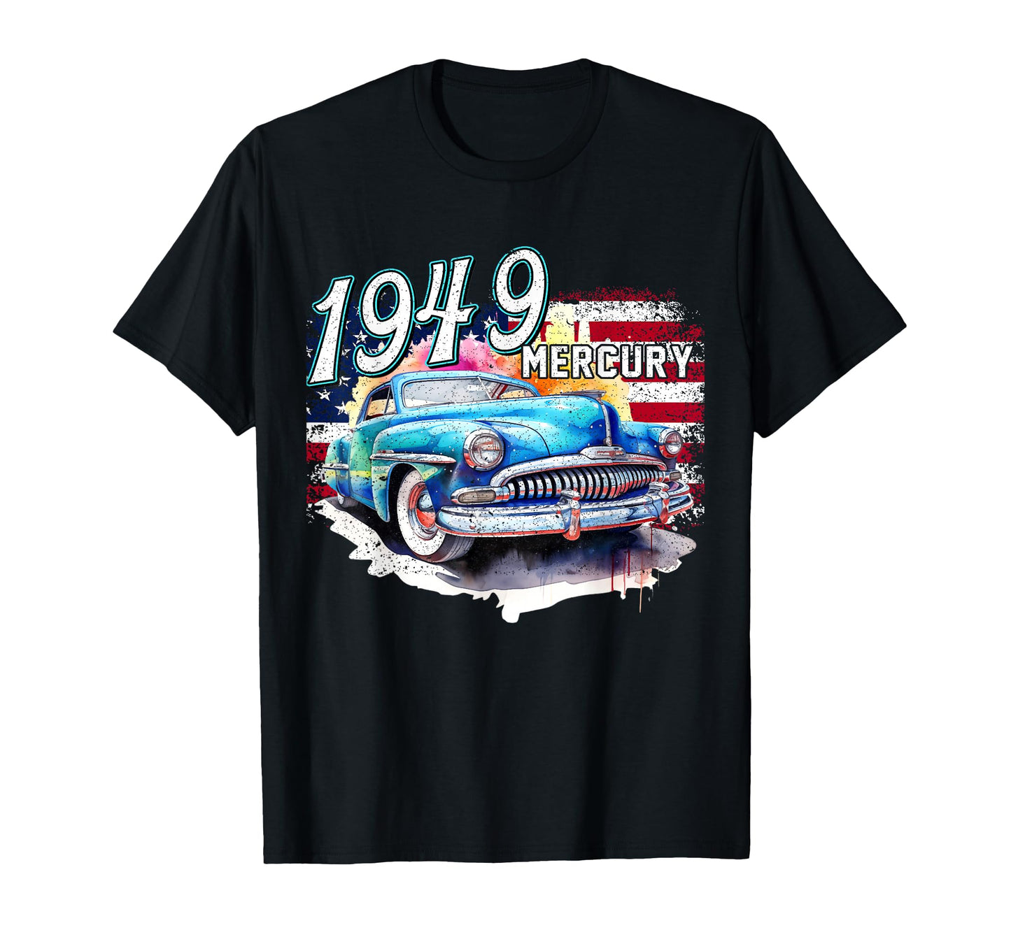1949 49 Mercury Classic Car USA Flag T-Shirt