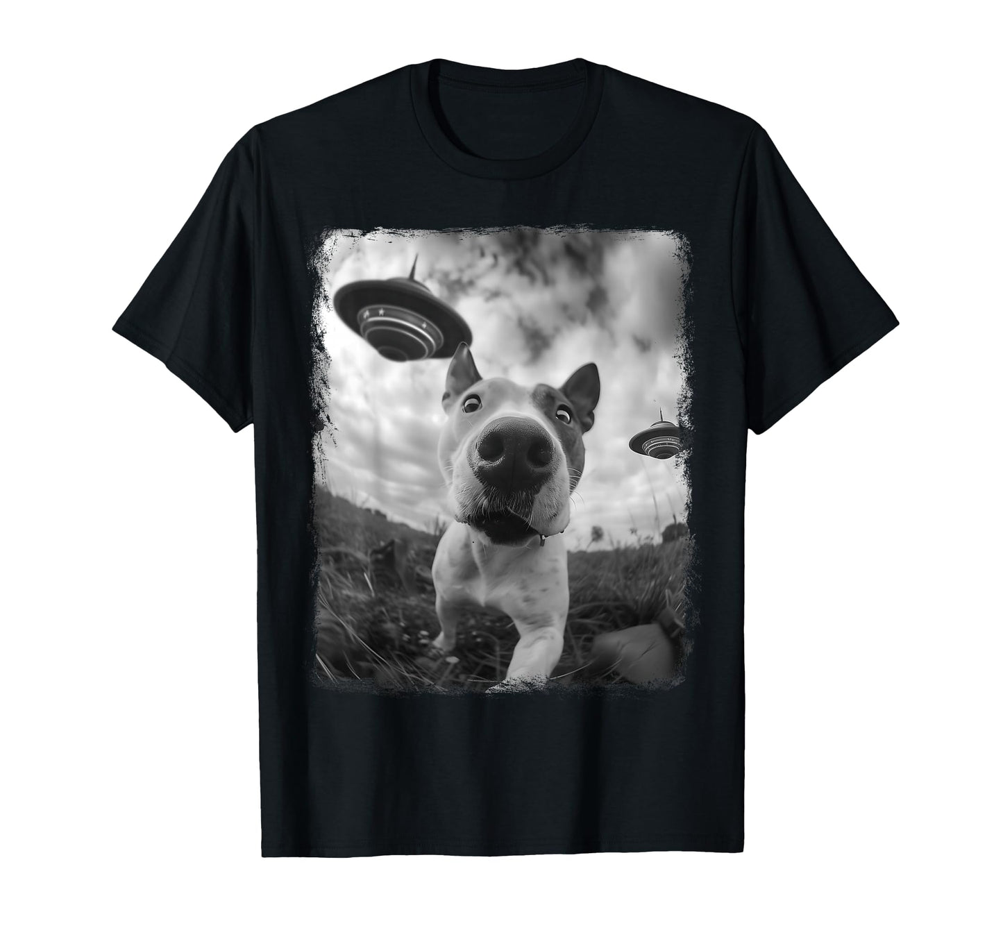 American Bull Terrier Dog UFO Alien Extraterrestrial Selfie T-Shirt