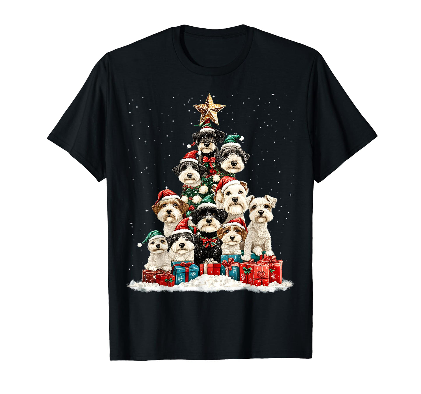 Miniature Schnauzer Christmas Tree Dog Santa Merry Dogmas T-Shirt