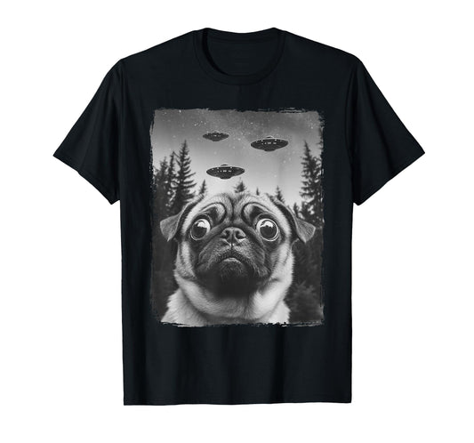Pug UFO Selfie Funny Pug T-Shirt