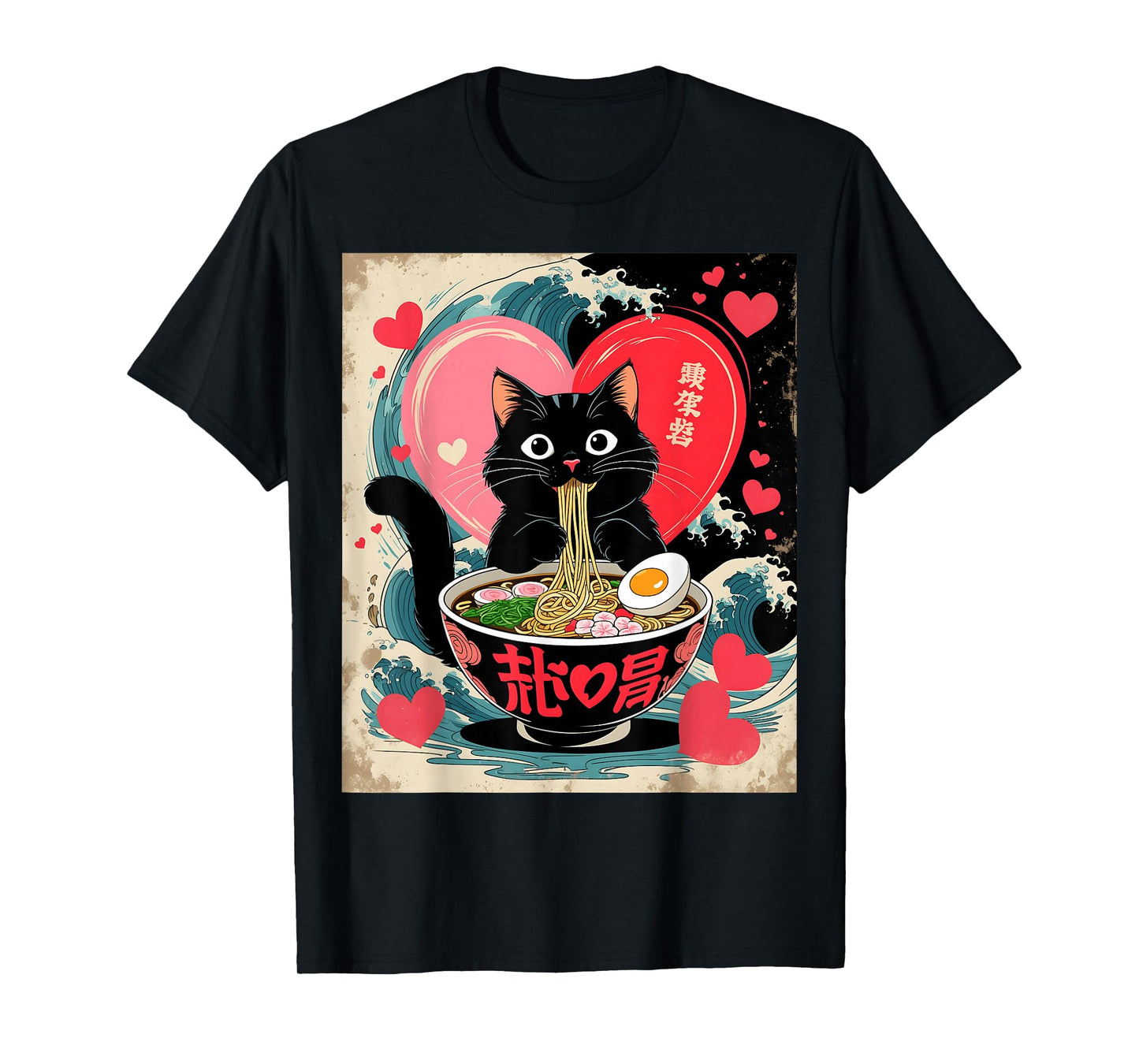Kawaii Anime Cat Ramen Japanese Graphic Tees Men Women Teens T-Shirt