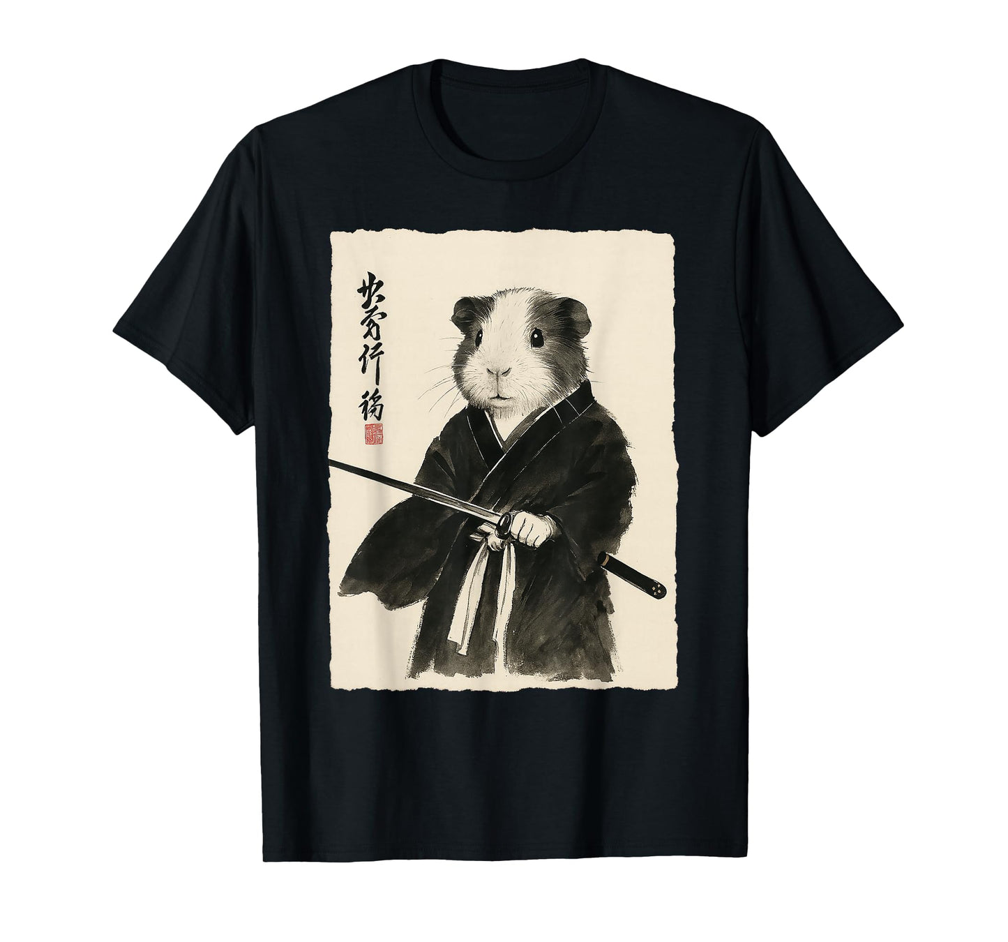 Guinea Pig Samurai Japanese Warrior Anime Art T-Shirt
