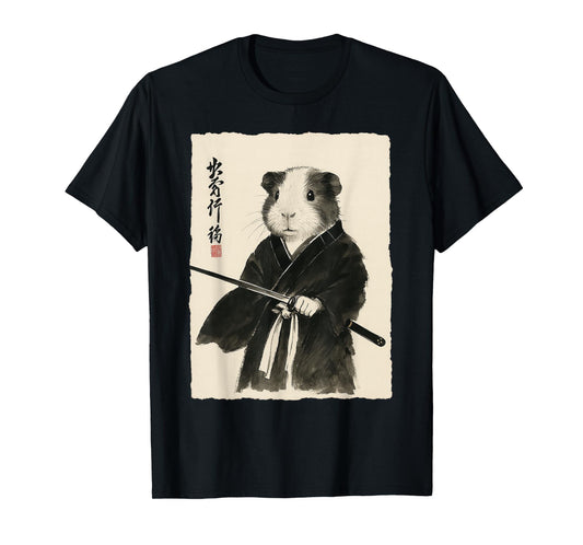 Guinea Pig Samurai Japanese Warrior Anime Art T-Shirt