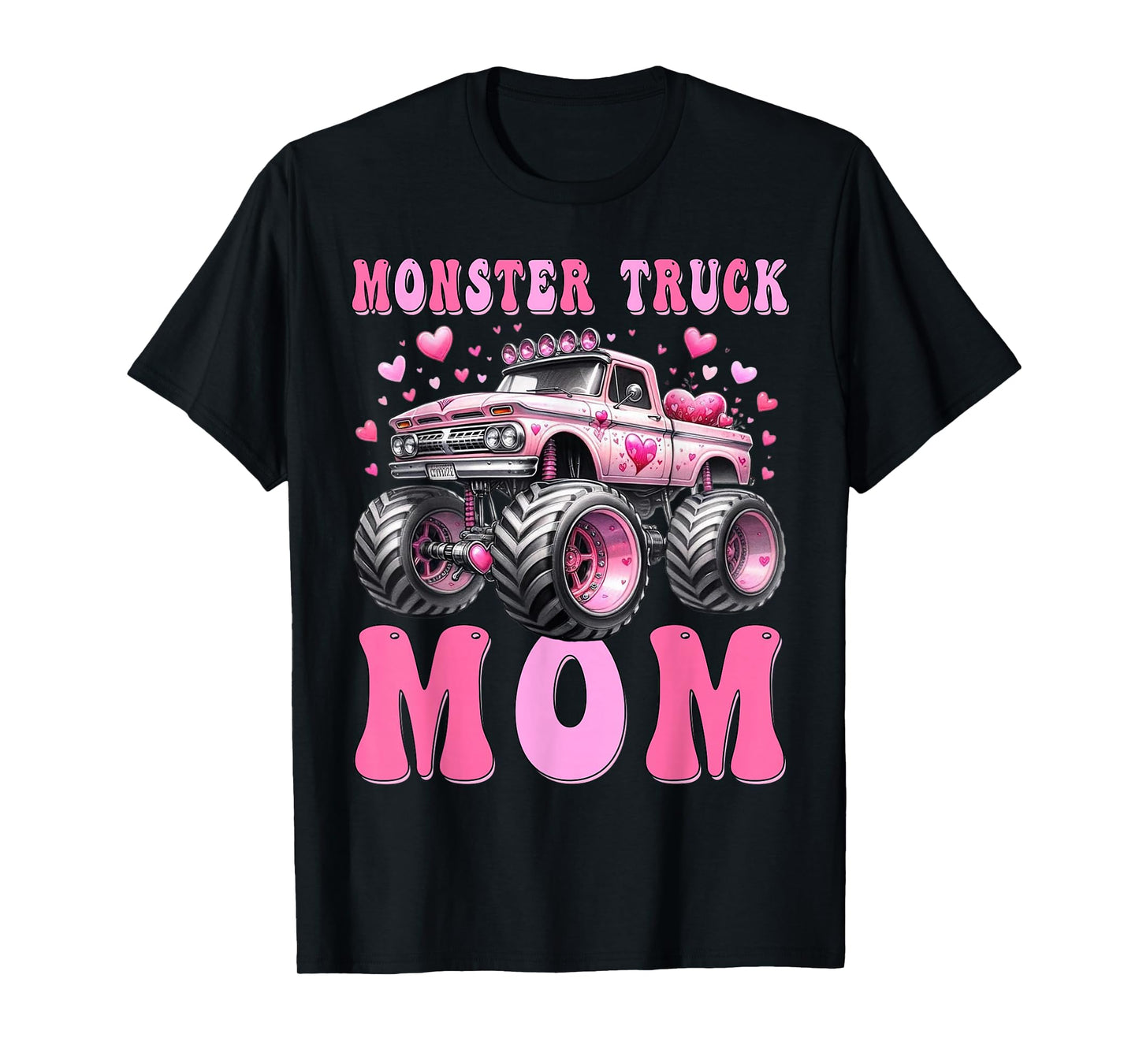 Monster Truck Mom Pink Monster Trucks Lover Mama Groovy T-Shirt