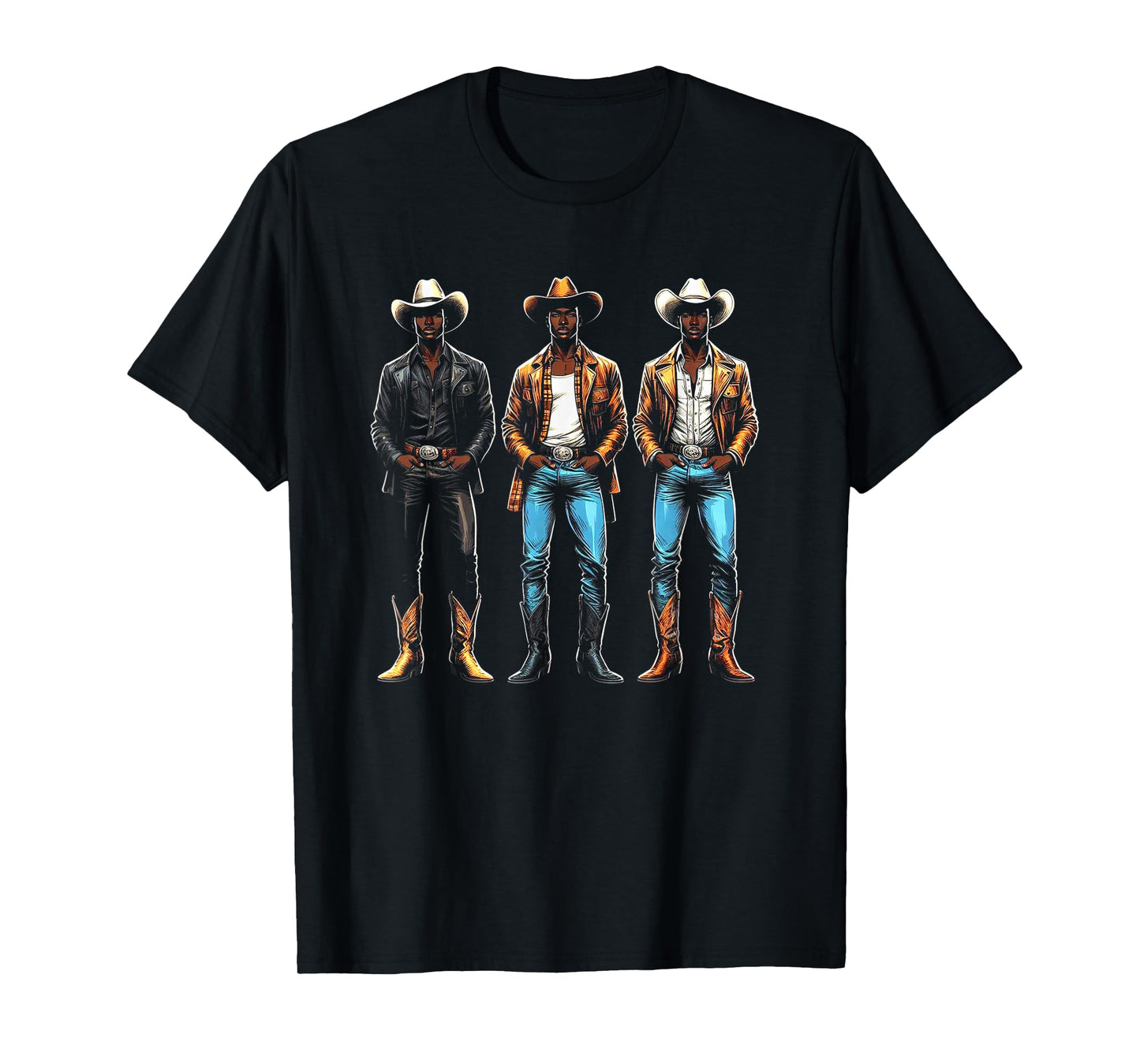 Black Cowboy Western Rodeo Melanin Black History Texas Men T-Shirt