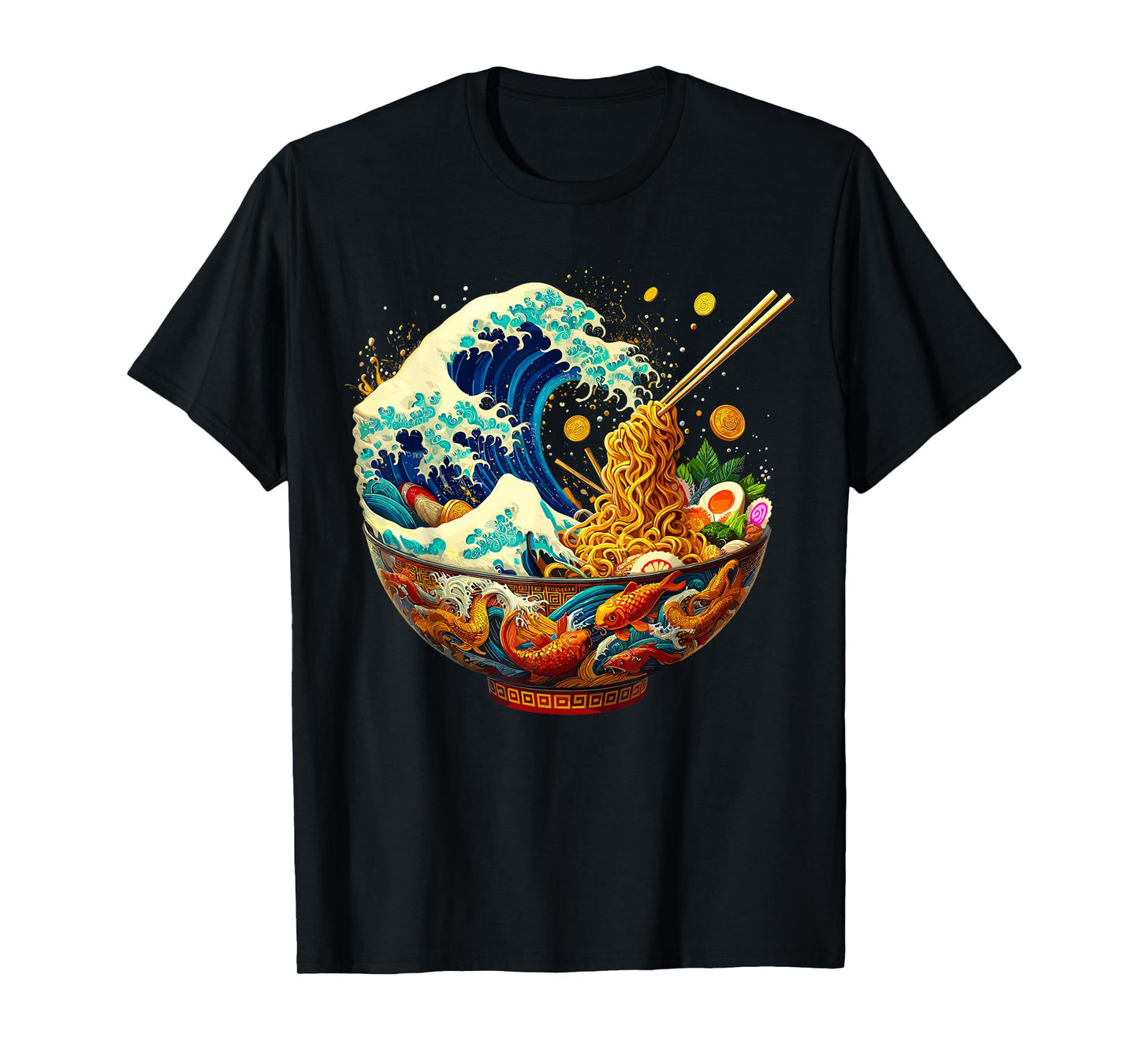 Japanese Kanagawa Wave Ramen Retro Anime Noodles T-Shirt