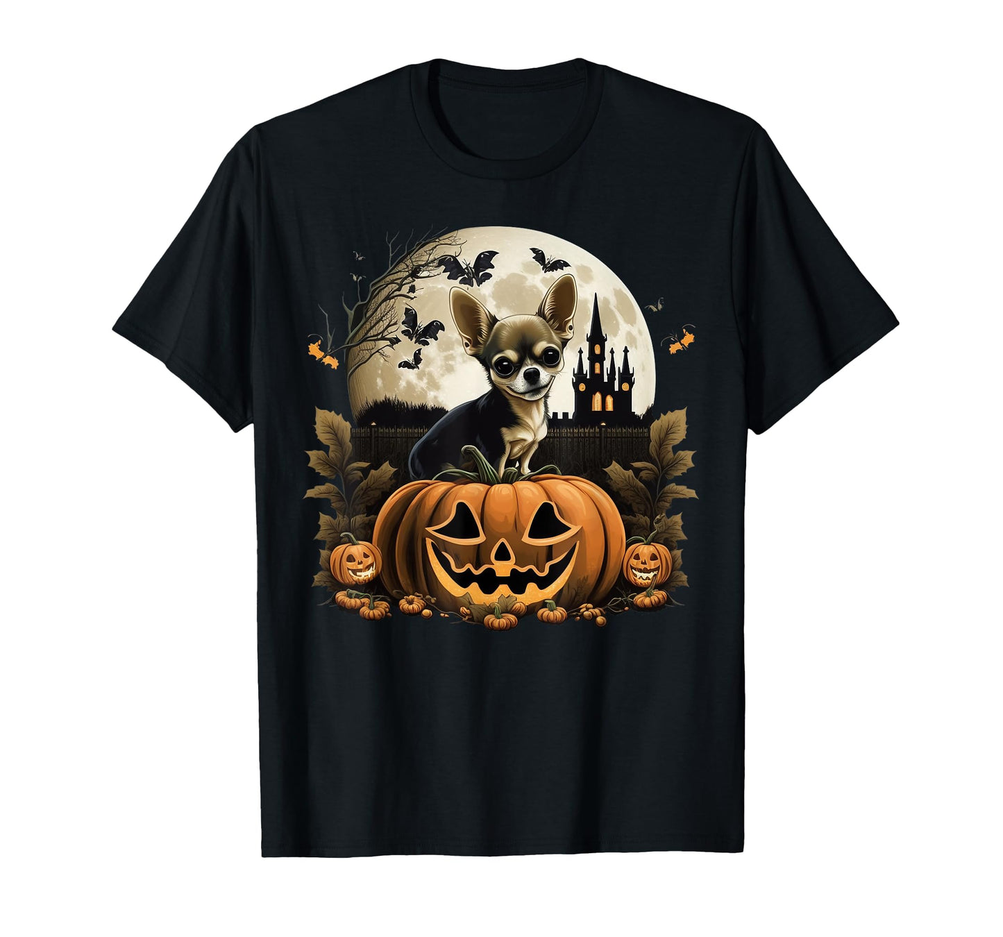 Pumpkin Chihuahua costume on Chihuahua Halloween T-Shirt