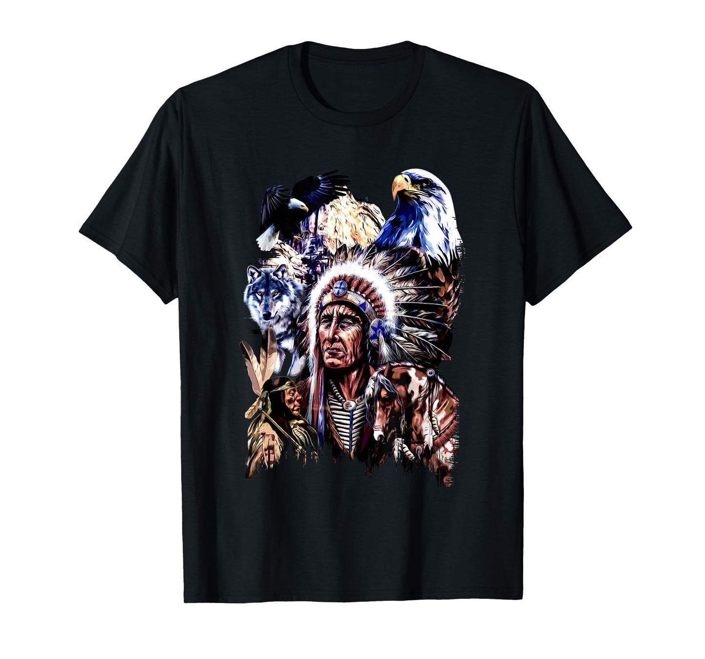 American Indigenous Art Native Indian Chief Headdress T-Shirt