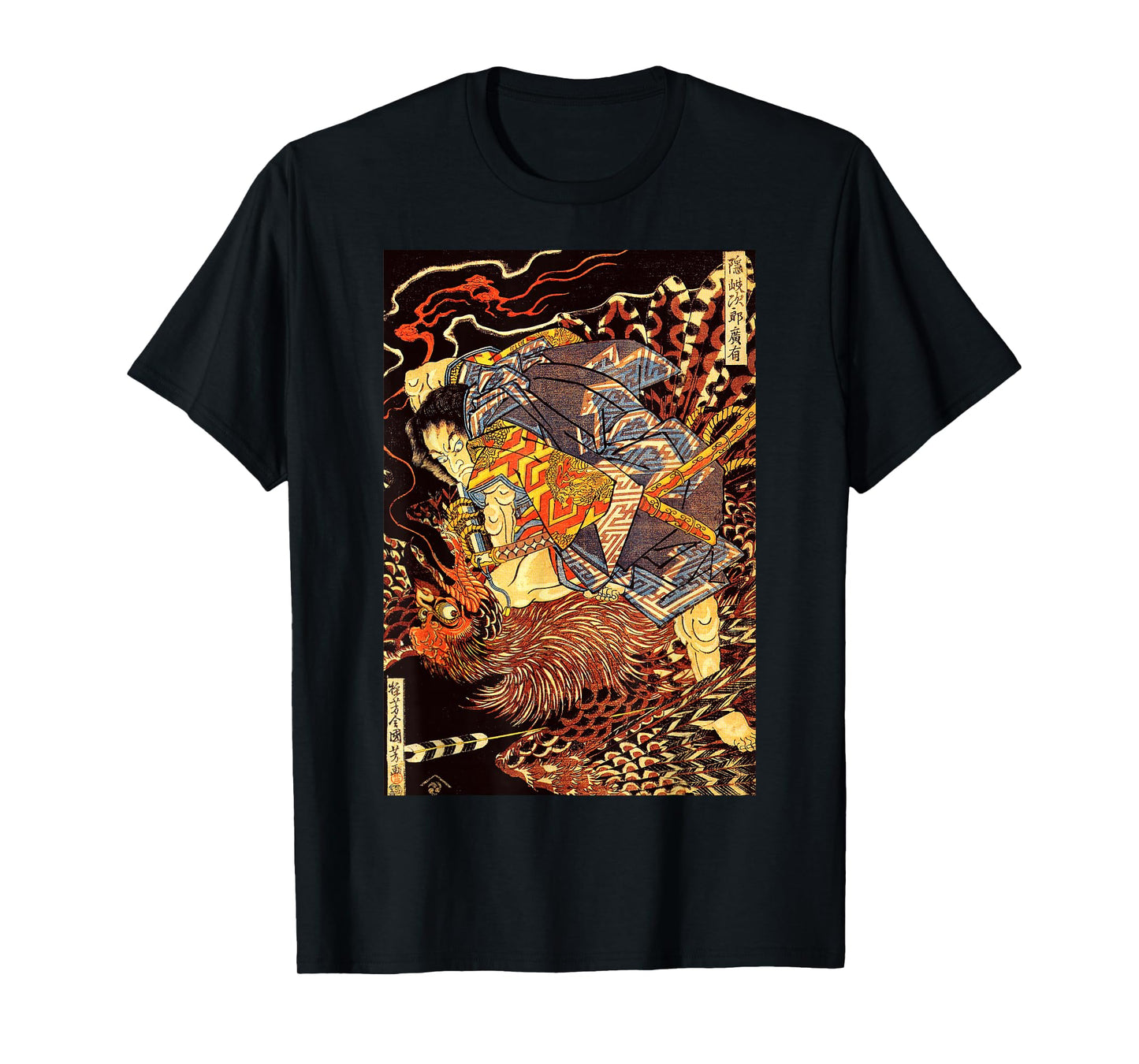 Japanese Vintage Artwork Samurai Against The Phoenix Art T-Shirt