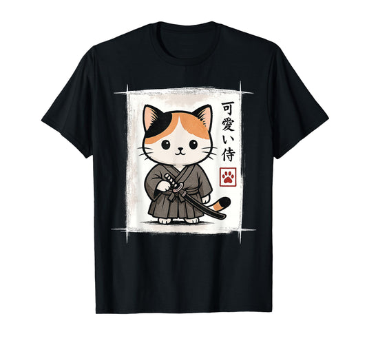 Samurai Kitten Japanese Anime Kawaii Funny Cat Men Women Kid T-Shirt