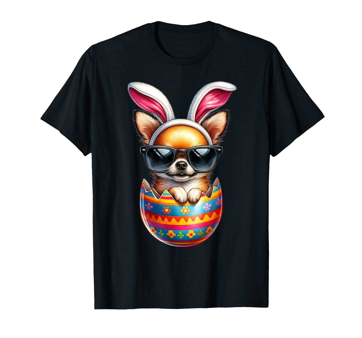 Chihuahua Dog Lover Easter Egg Happy Easter Bunny Ears Men Women Kids T-Shirt