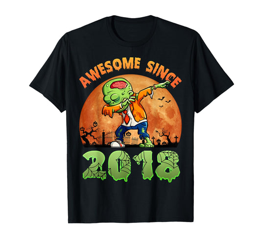 6th Birthday Halloween 6 Years Old Zombie Awesome Since 2018 T-Shirt