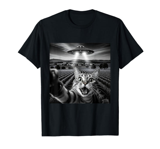 Funny Cat and Alien Abduction Design for Feline Fanatics T-Shirt