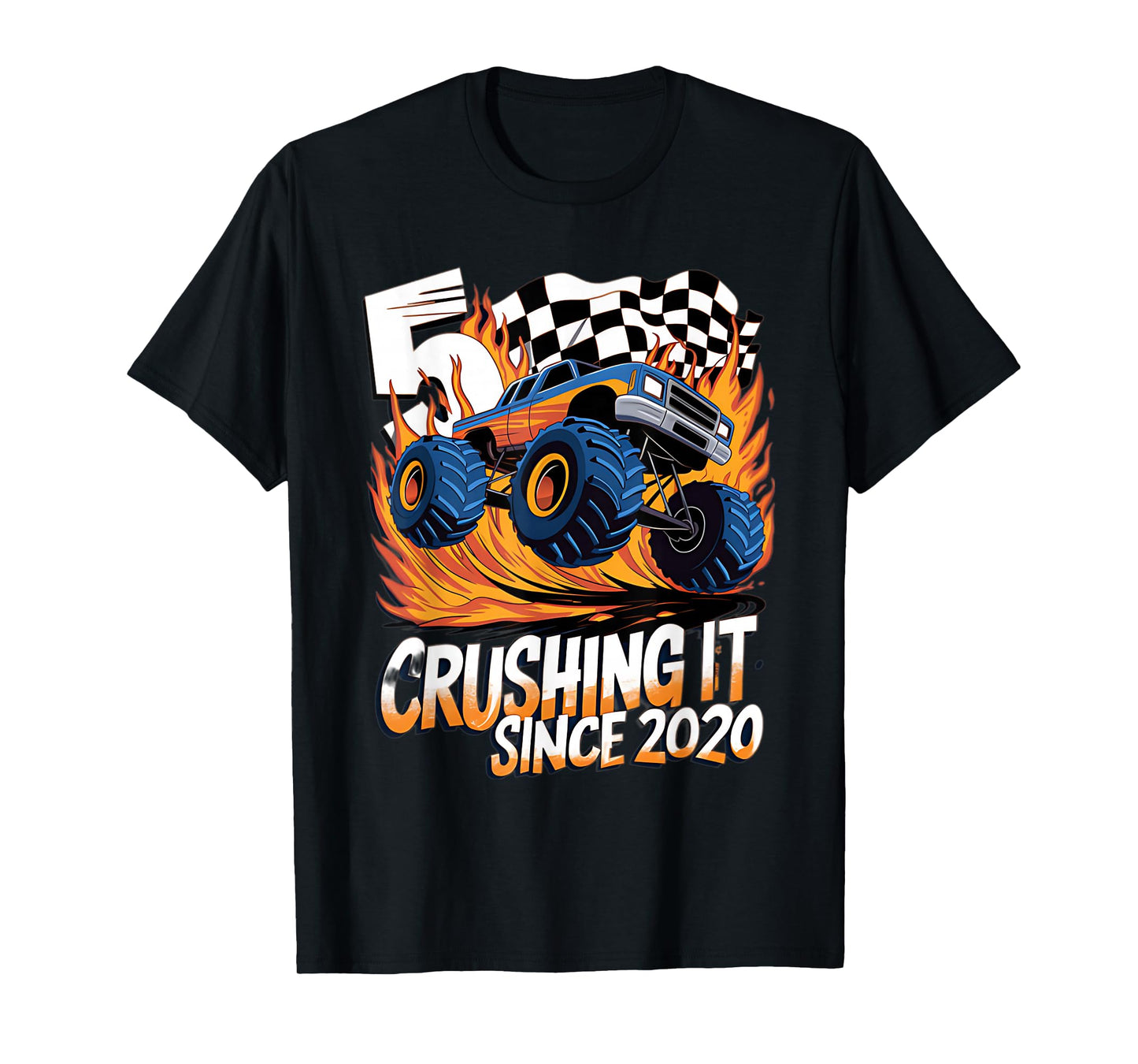 Crushing It Since 2020 5th Birthday Kids Monster Truck T-Shirt