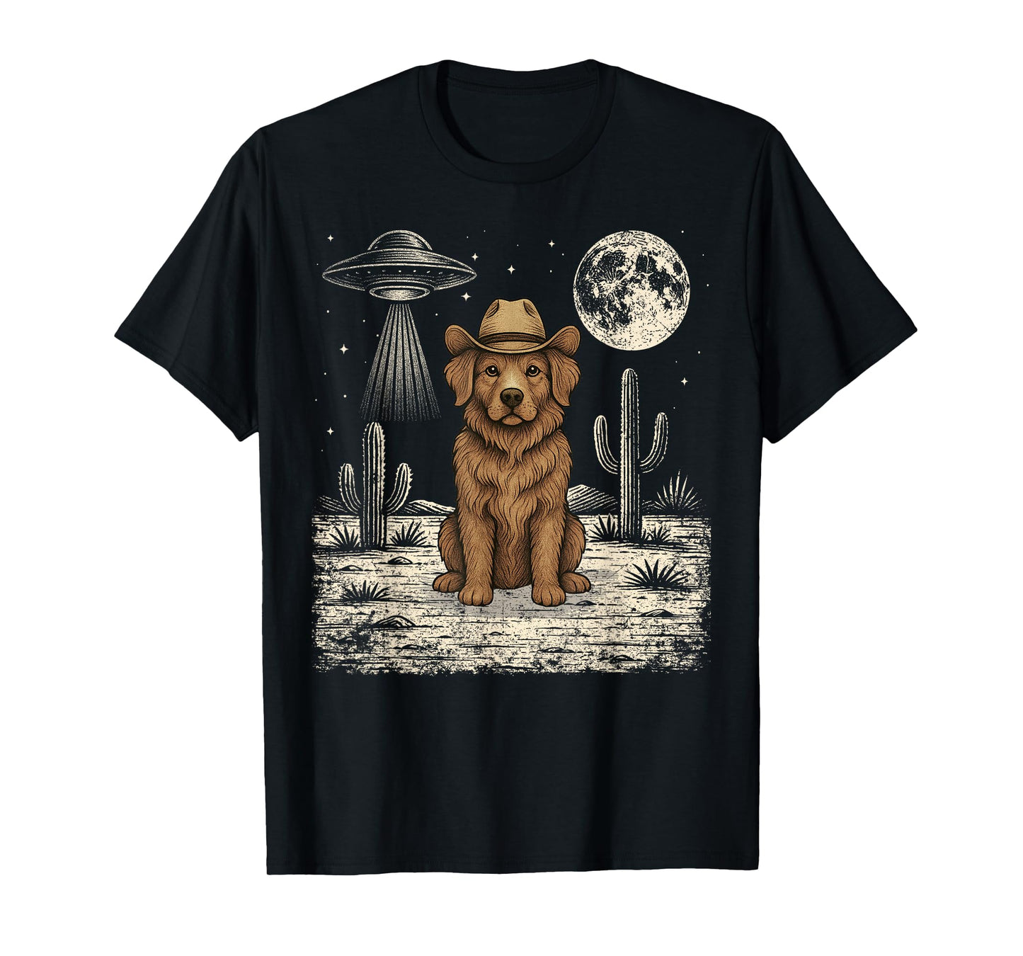 Funny Nova Scotia Duck Tolling Retriever Cowboy Western UFO T-Shirt