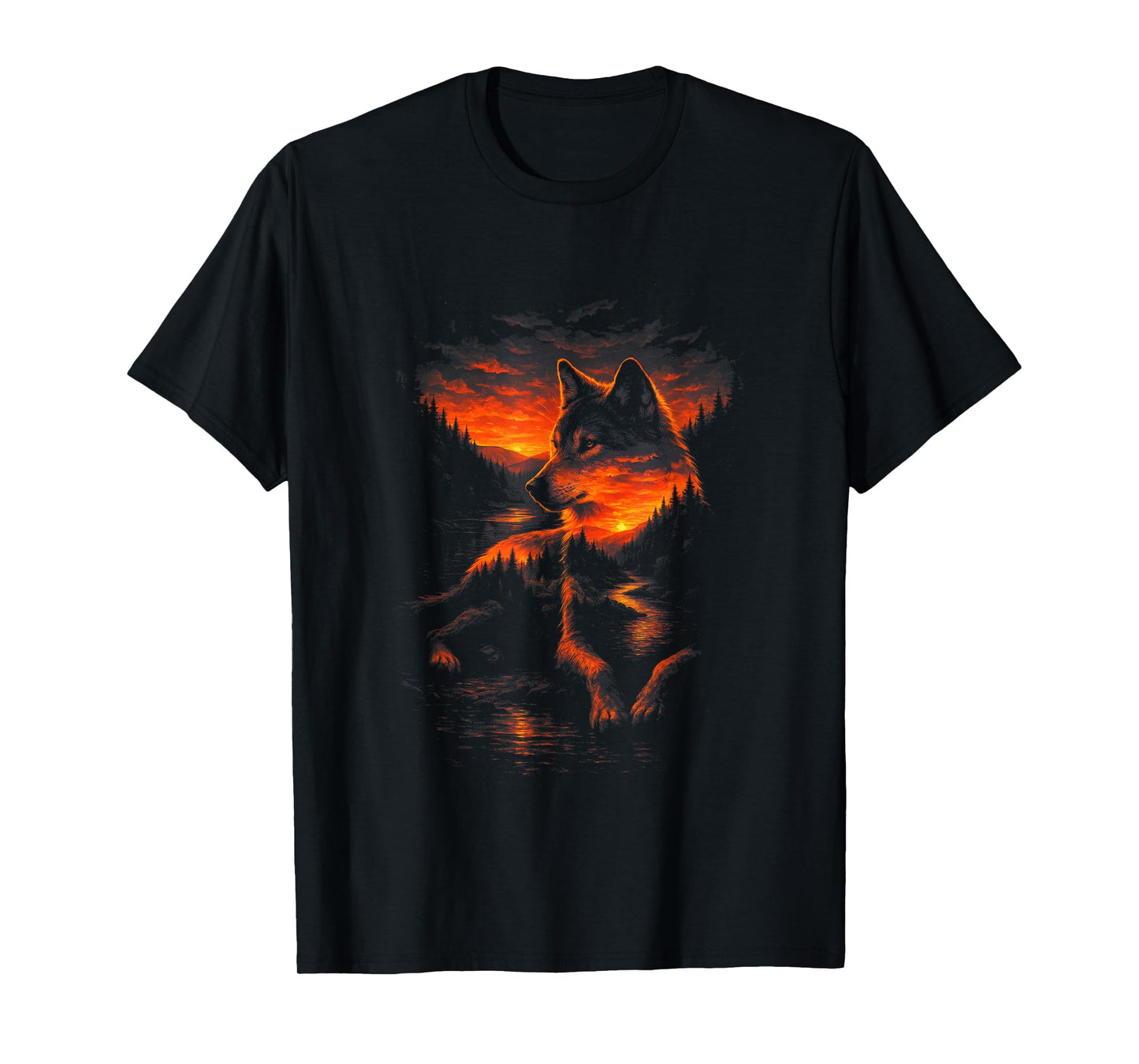 Wolf in Nature - Forest Mountains Adventure T-Shirt