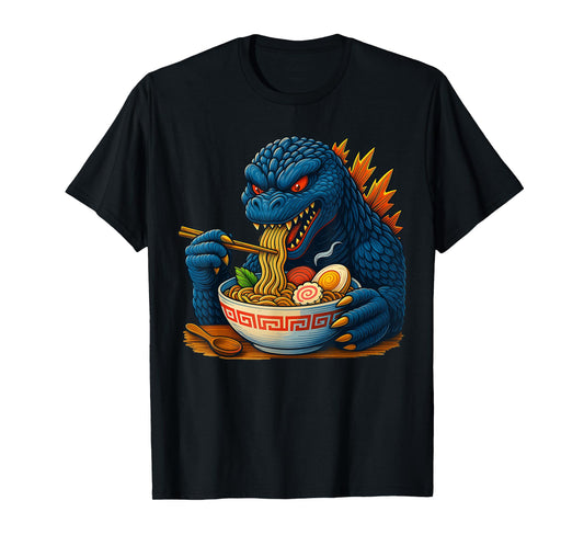 Kaiju Eating Ramen Japanese Funny Monster Eating Ramen T-Shirt