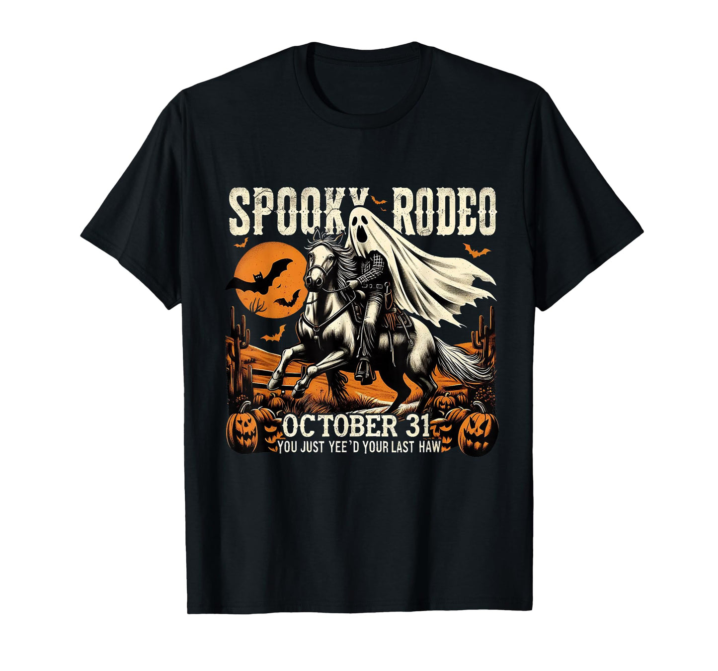 Ghost Cowboy Halloween Western Vintage Design T-Shirt