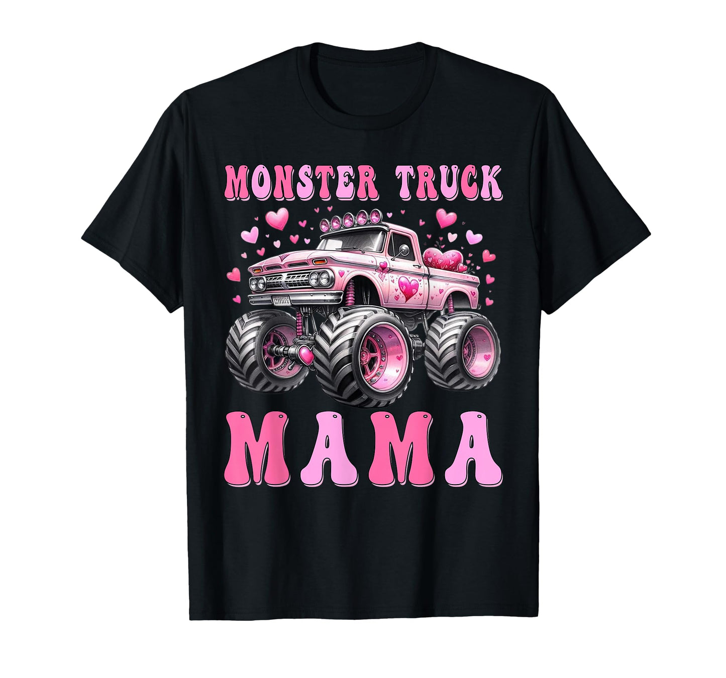 Monster Truck Mama Pink Monster Trucks Lover Mom Groovy T-Shirt