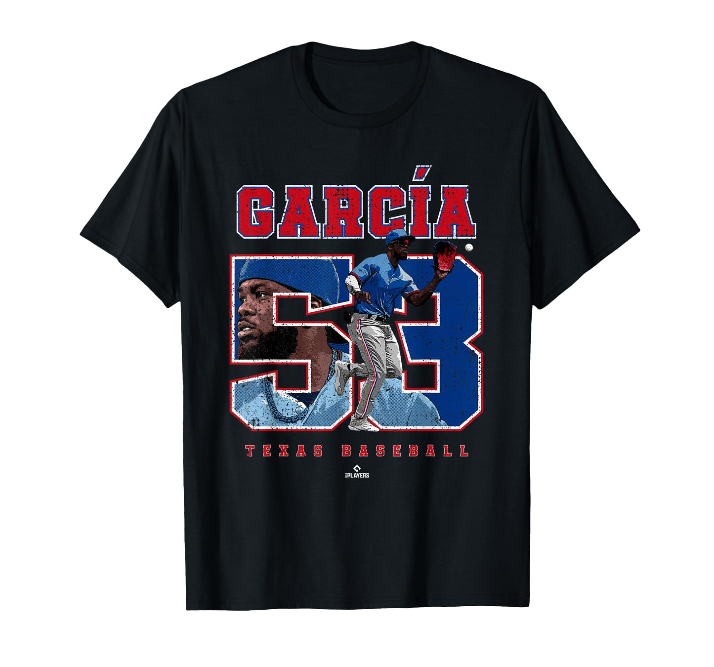 Number and Portrait Adolis Garcia Texas MLBPA T-Shirt