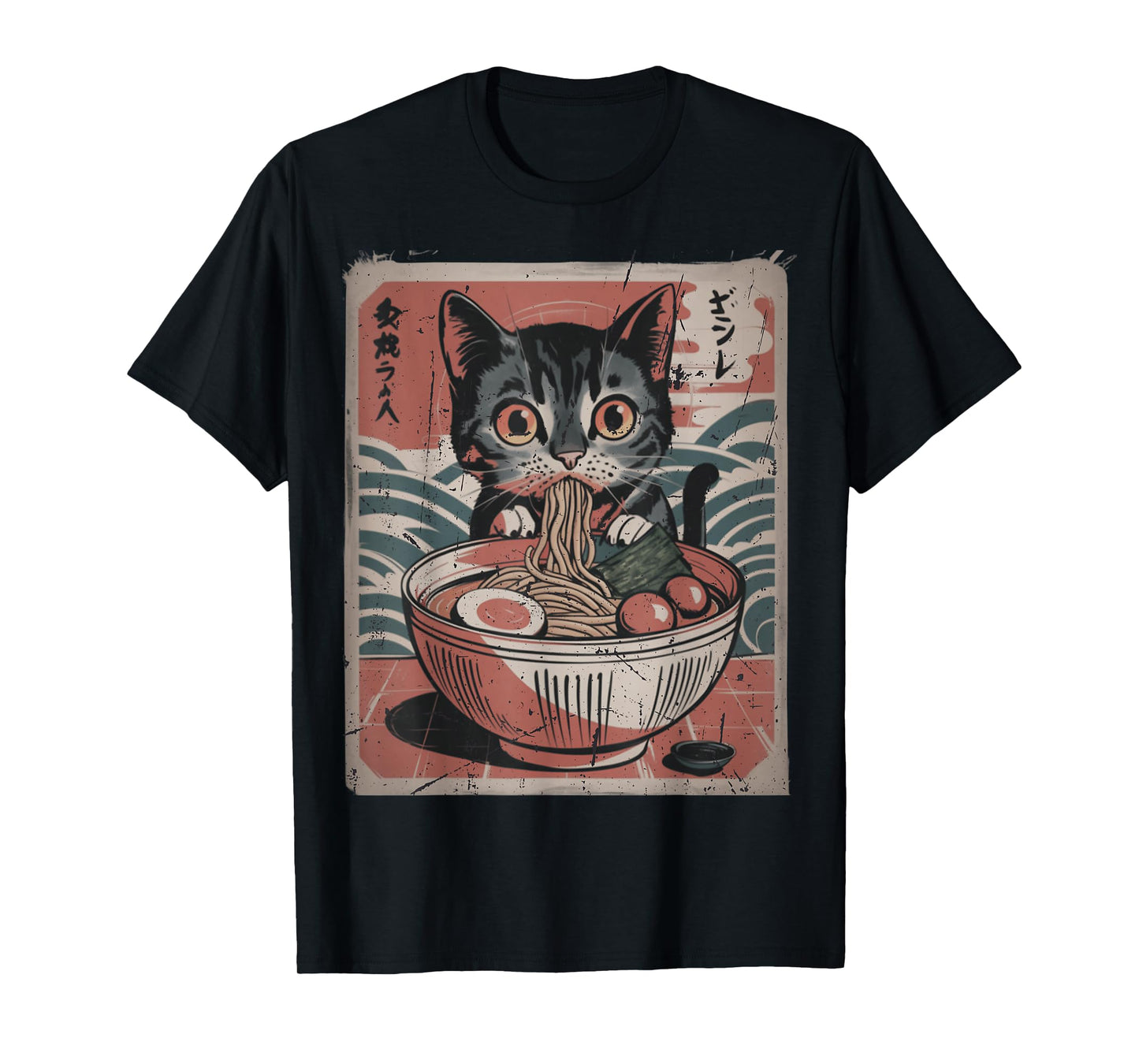 Cute Kitten Kawaii cat Ramen Bowl Japanese Art Design T-Shirt