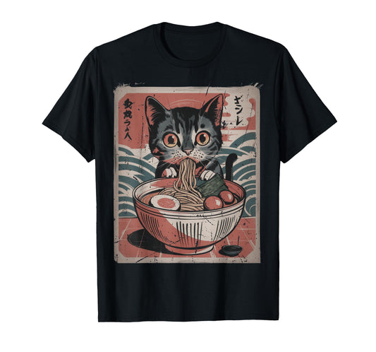 Cute Kitten Kawaii cat Ramen Bowl Japanese Art Design T-Shirt