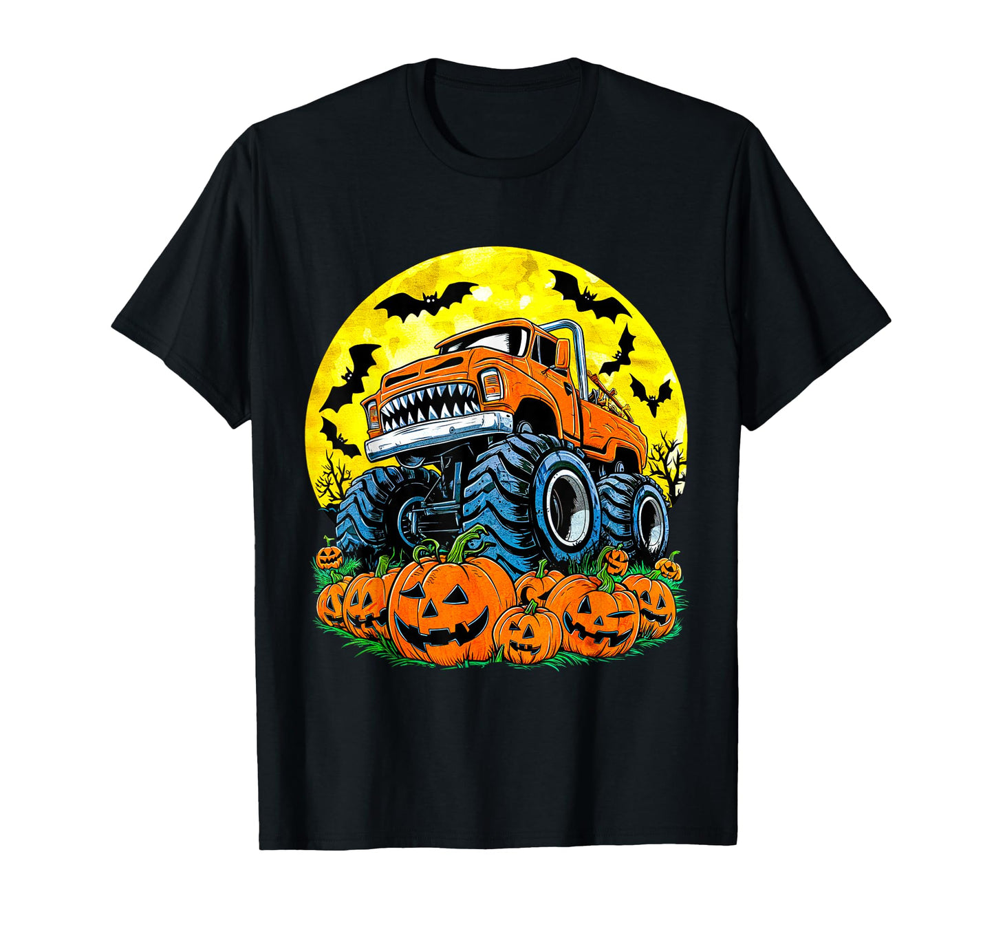 Monster Truck Halloween Jack O Lantern Moon Pumpkin Toddler T-Shirt
