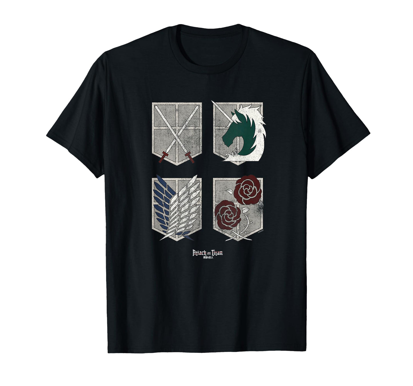 Attack on Titan Four Shields Trainee Military Corps Garrison T-Shirt