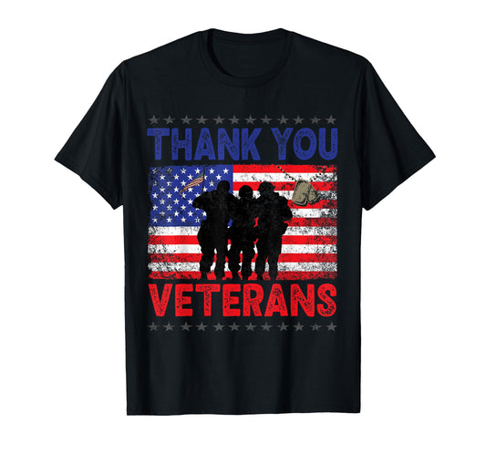 Thank You Veterans Service Patriot Veteran Day American Flag T-Shirt for Women Kids Men