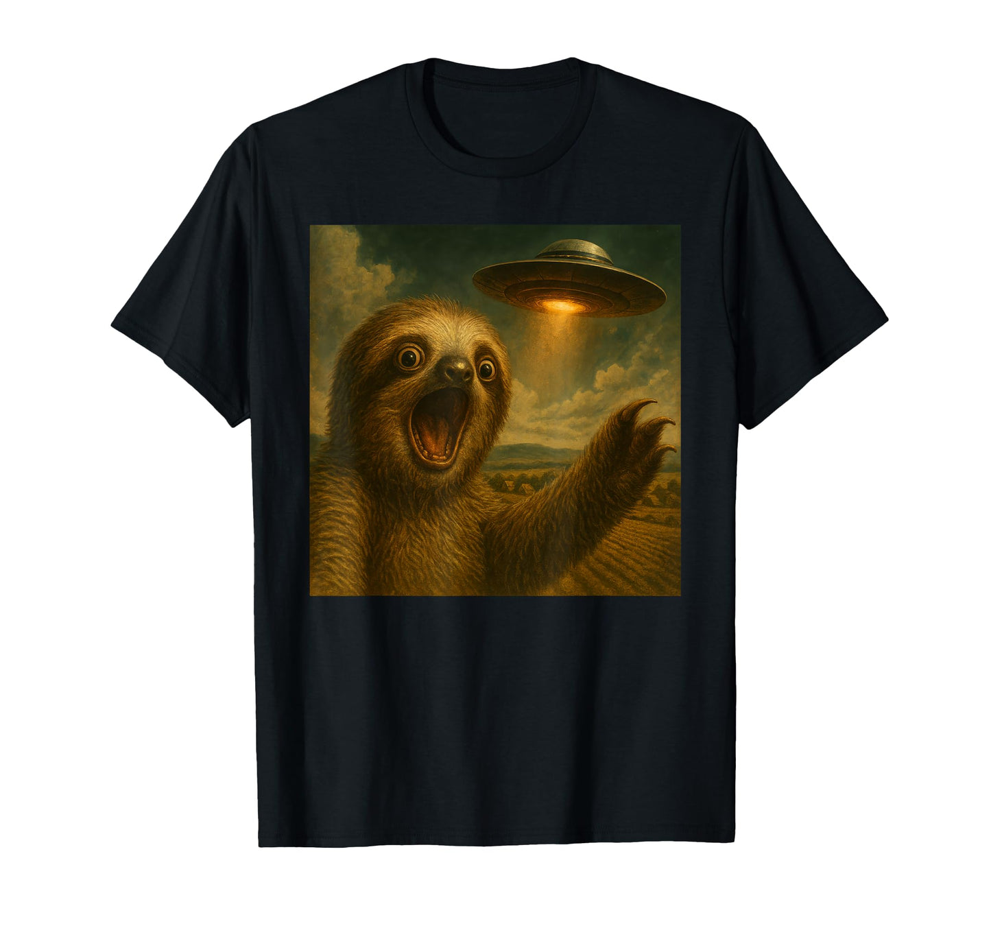 Sloth Selfie with Alien UFO Funny Sloth T-Shirt