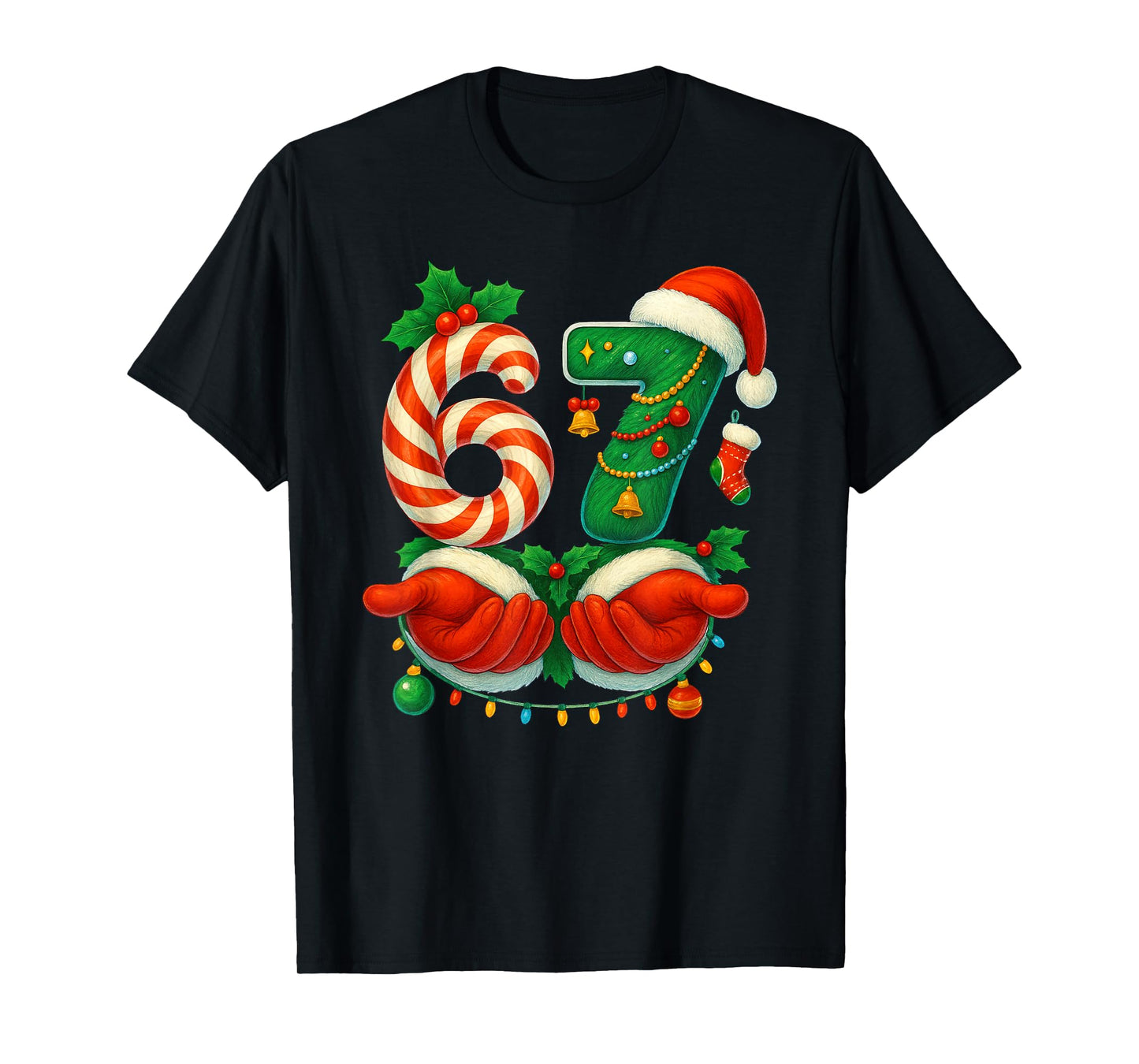 67 Christmas 6 7 Xmas Meme Funny Christmas Boys Girls Kids T-Shirt