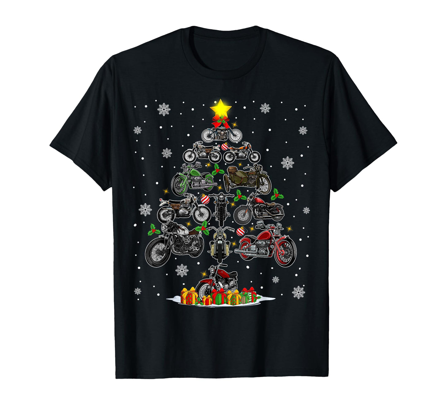 Funny Motorbikes Ornament Christmas Tree Lights Xmas PJS Men T-Shirt