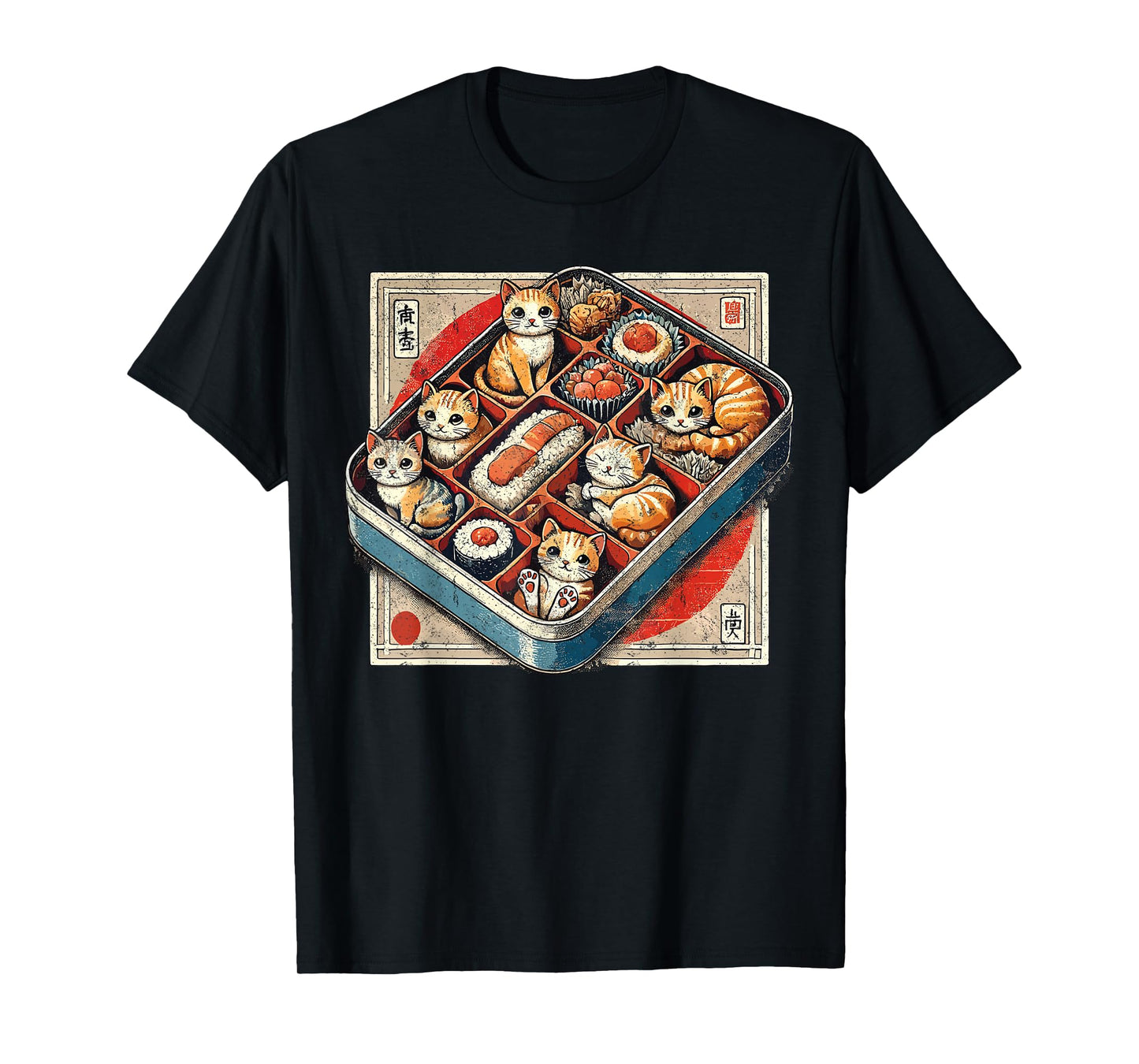 Bento Box Chibi Cats Japanese Funny Graphic Kawaii Cat Anime T-Shirt