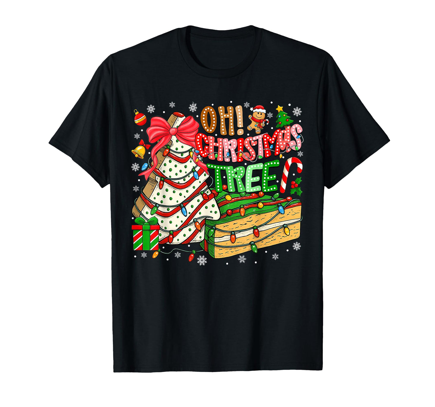 Groovy Oh Christmas Tree Cakes Cookies Xmas Cake Lover Women T-Shirt