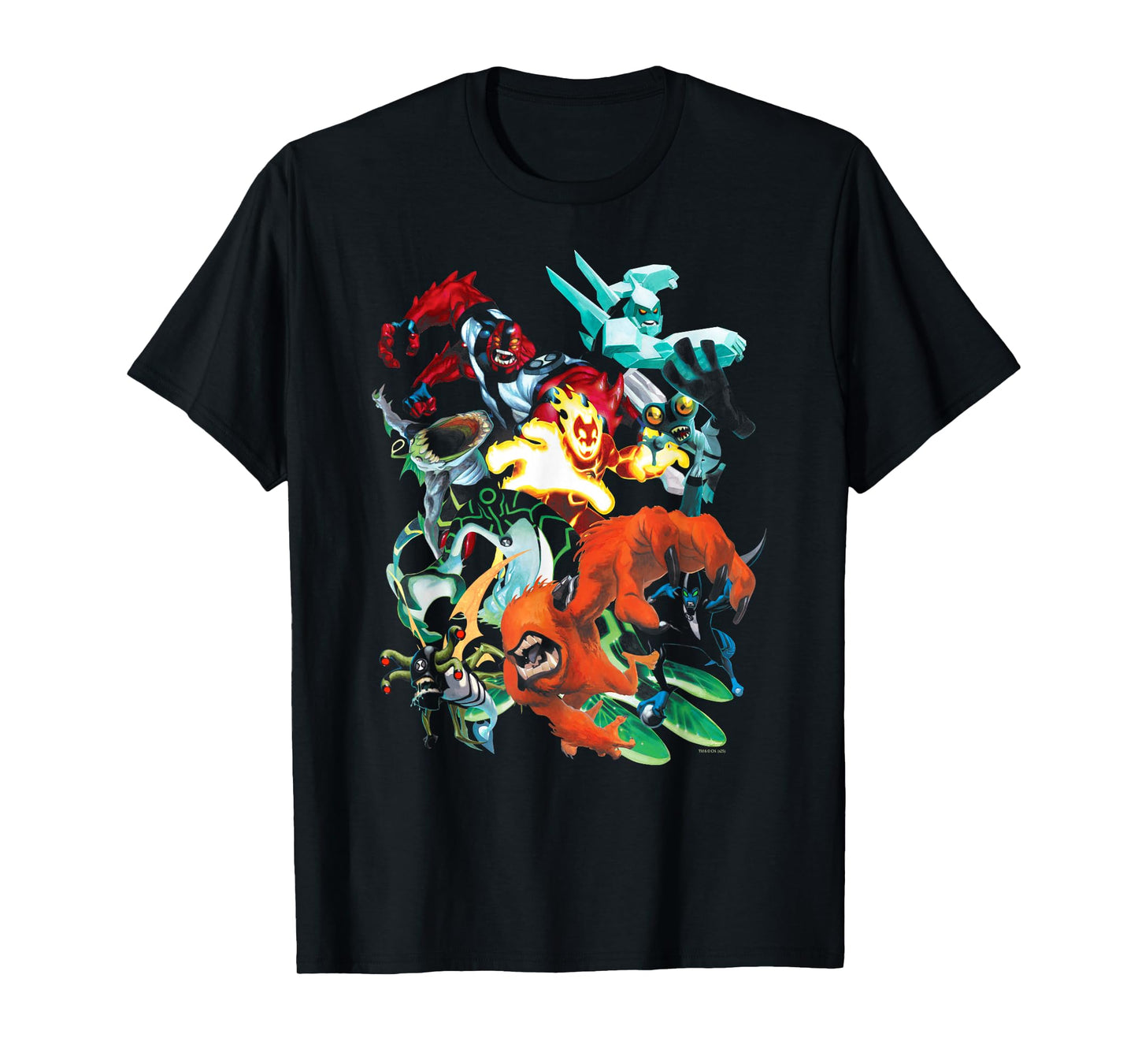 Ben 10 Colorful Alien Poses Collage Cartoon T-Shirt