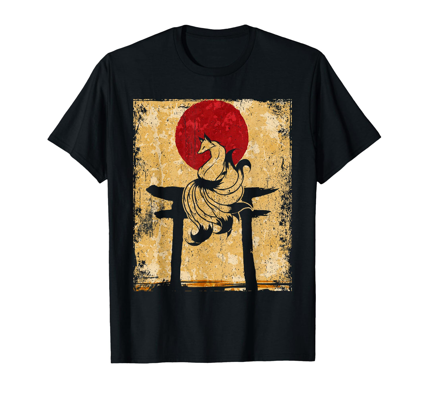 Nine Tailed Fox Japanese Art Retro T-Shirt