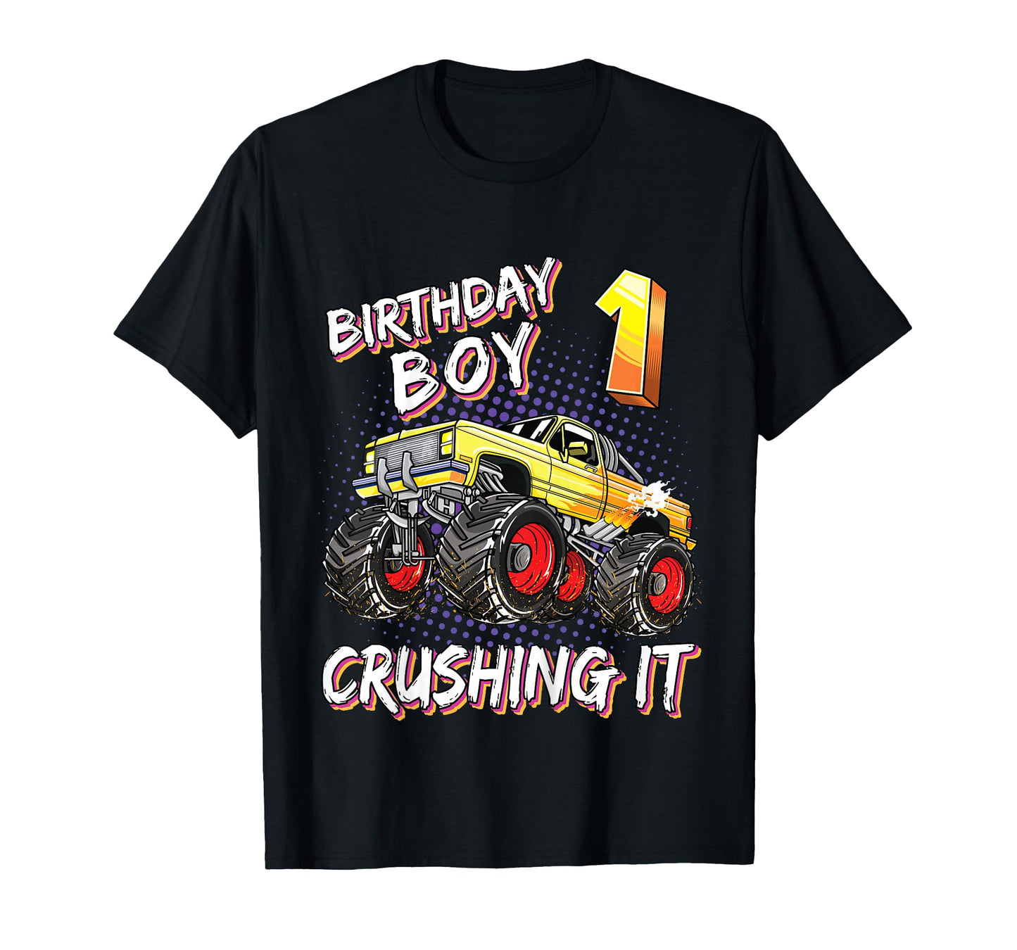 Kids 1 Year Old Birthday Boy Shirt Monster Truck 1st Birthday T-Shirt