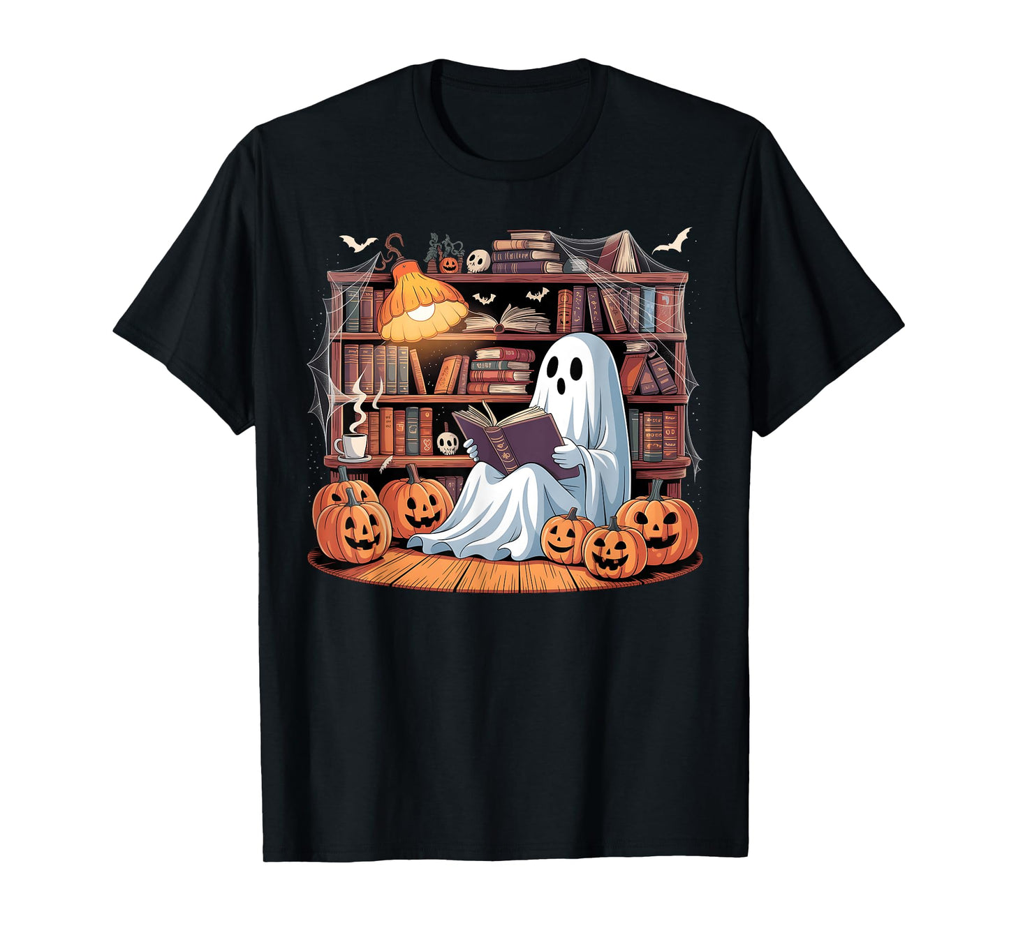 Funny Ghost Book Reading Halloween Books Lover Teacher T-Shirt