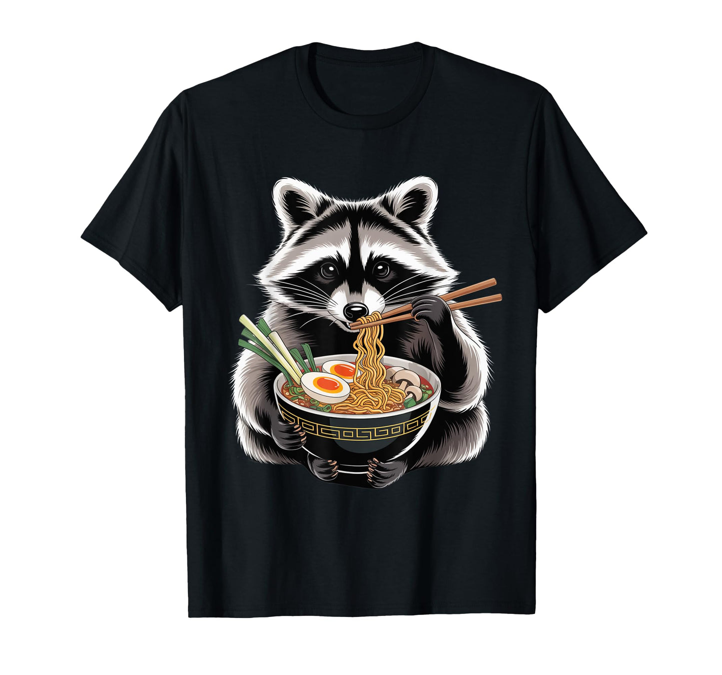 Kawaii Raccoon Eating Japanese Noodles Ramen Bowl Raccoon T-Shirt