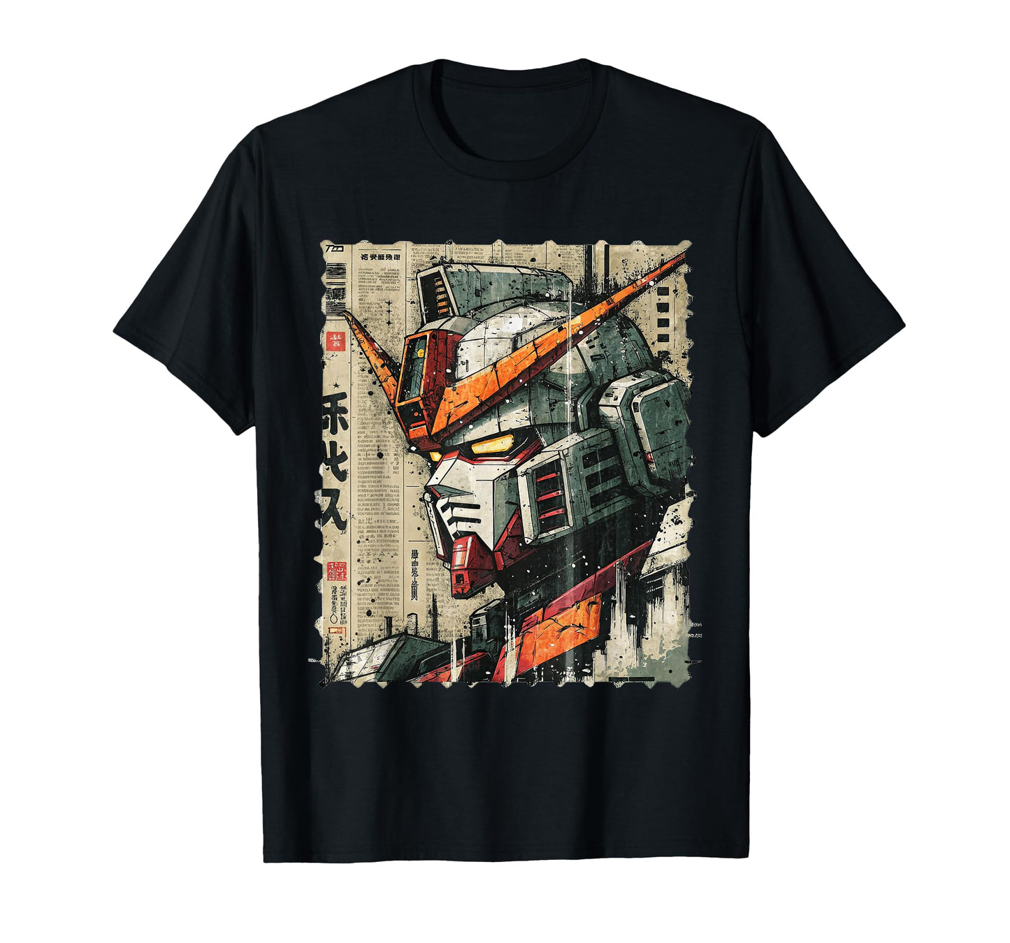 Japanese Mecha Robot Head Vintage Anime Art Mens Boys Kids T-Shirt