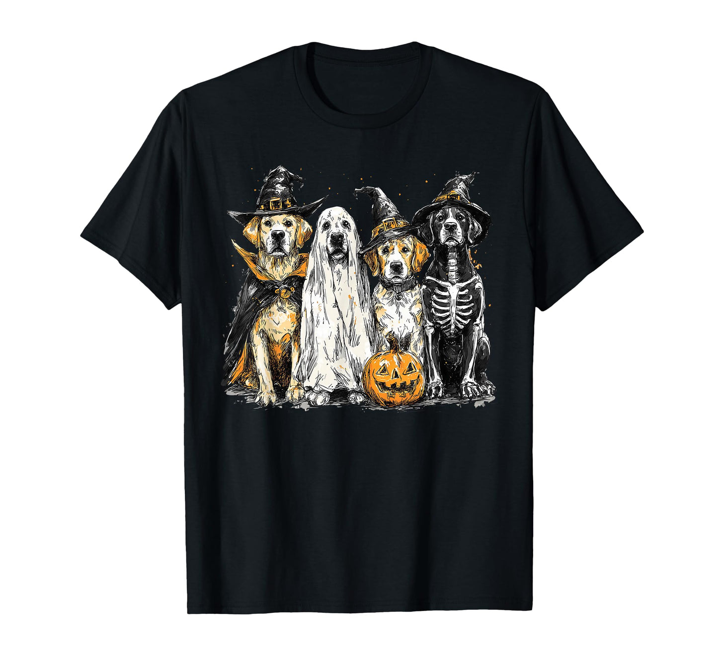 Golden Retriever Dressed As Ghost Funny Halloween Dog T-Shirt