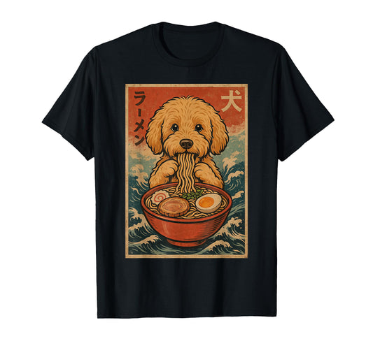 Goldendoodle Eating Ramen Kawaii Anime Dog Lover T-Shirt