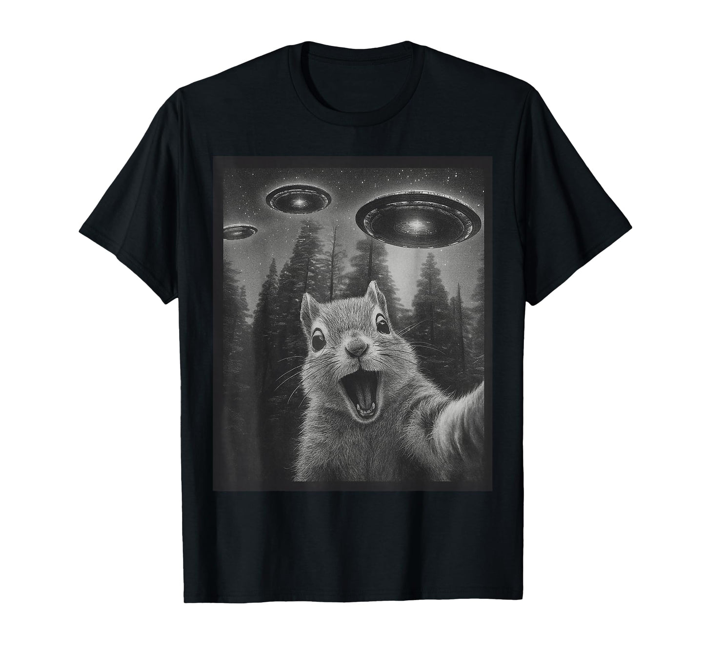 Funny Squirrel Selfie Alien UFO Gifts for Men Women Boy Kid T-Shirt