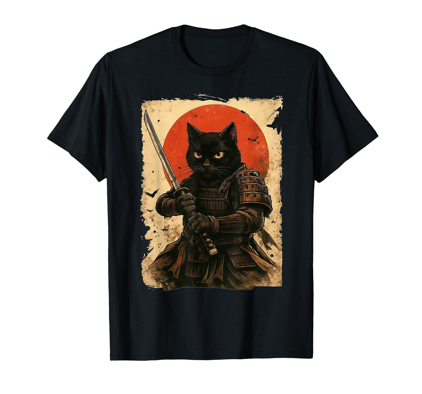 Cat Samurai Vintage Japanese Warrior T-Shirt