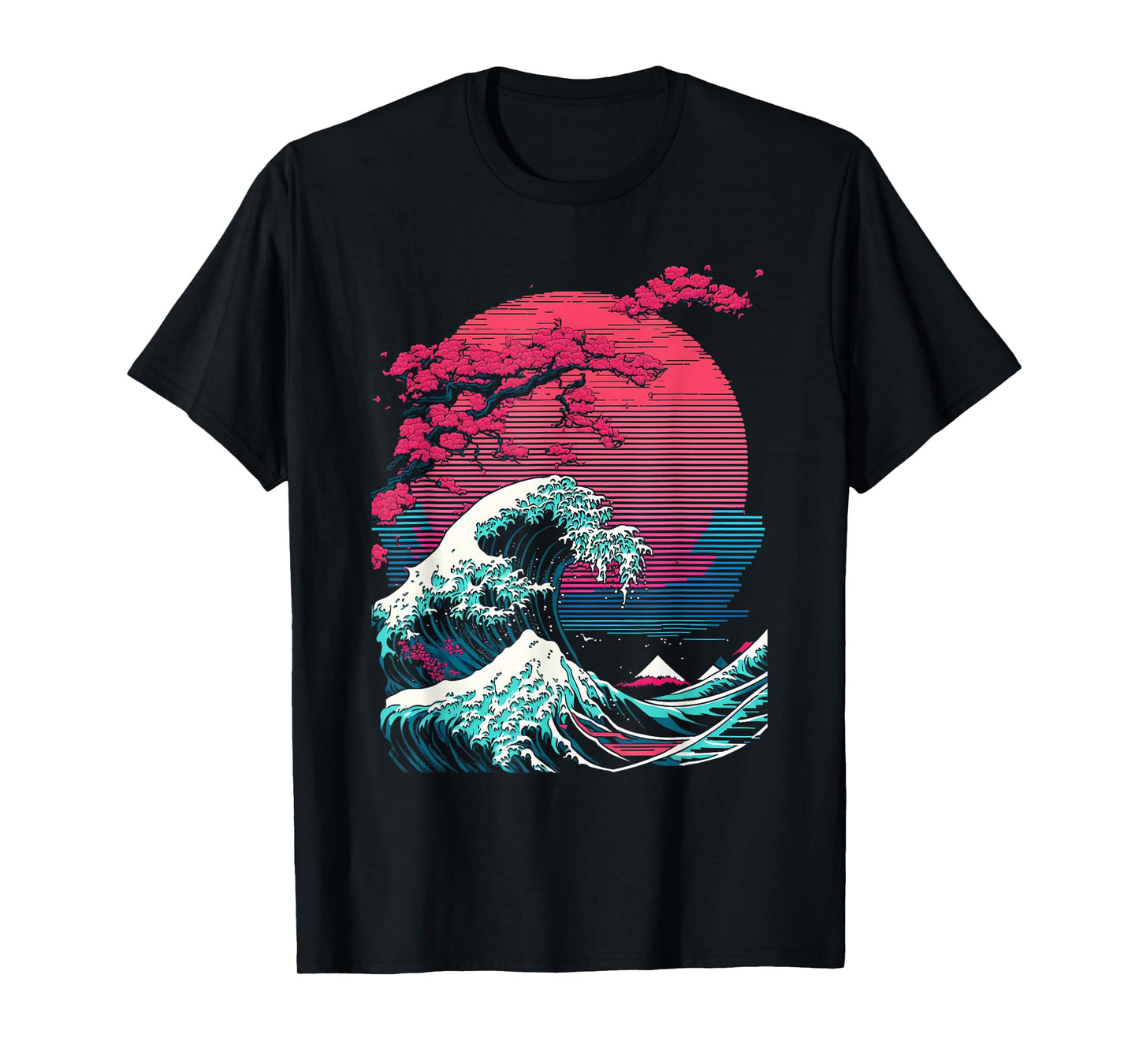 Great Wave Off Kanagawa Retro Glitch Aesthetic Vaporwave T-Shirt