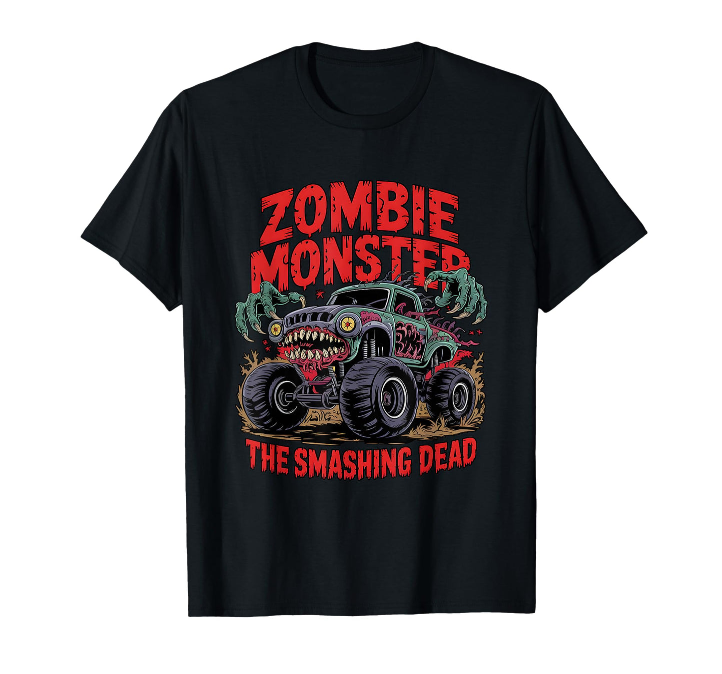 Smashing Dead Funny Halloween Zombie Monster Truck Kids T-Shirt